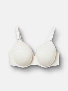 Torrid Cloud Full Coverage Bra 40C Ivory Lace Trim Underwire Back Smoothing